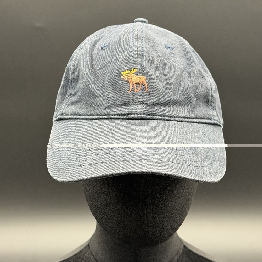 Abercrombie & Fitch Hat One Size Navy Blue Embroidered Moose Dad Cap Vintage